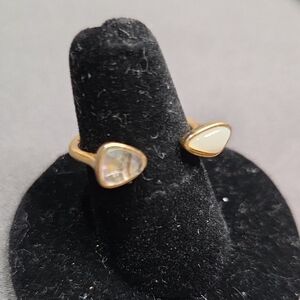 Kendra Scott Gold Ring with Iridescent and White Stones